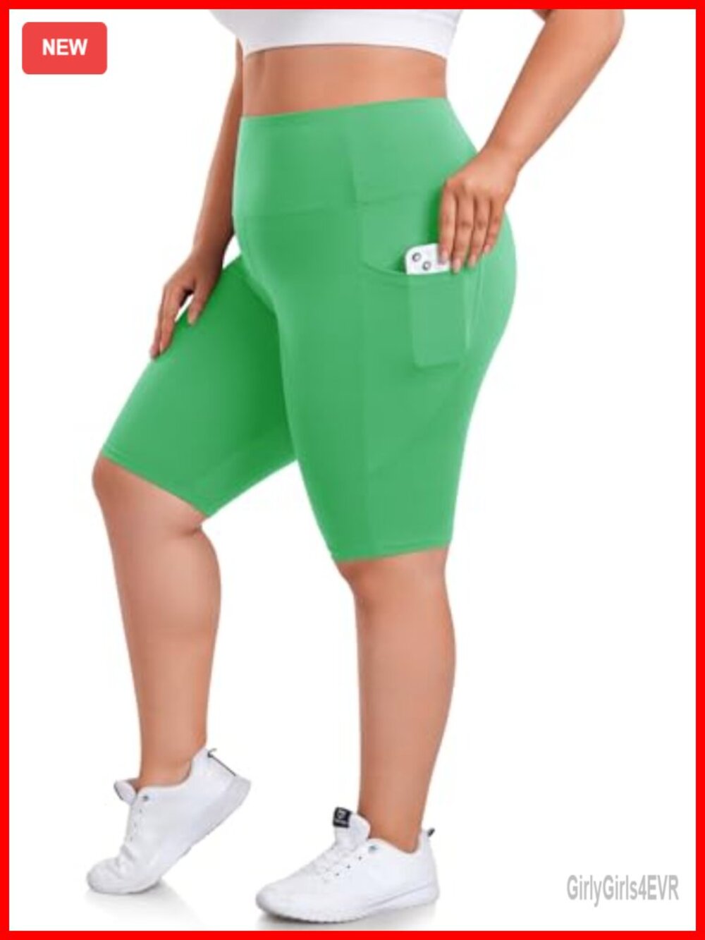Plus Size Biker Shorts 8" High Waist with Pockets Stretchy